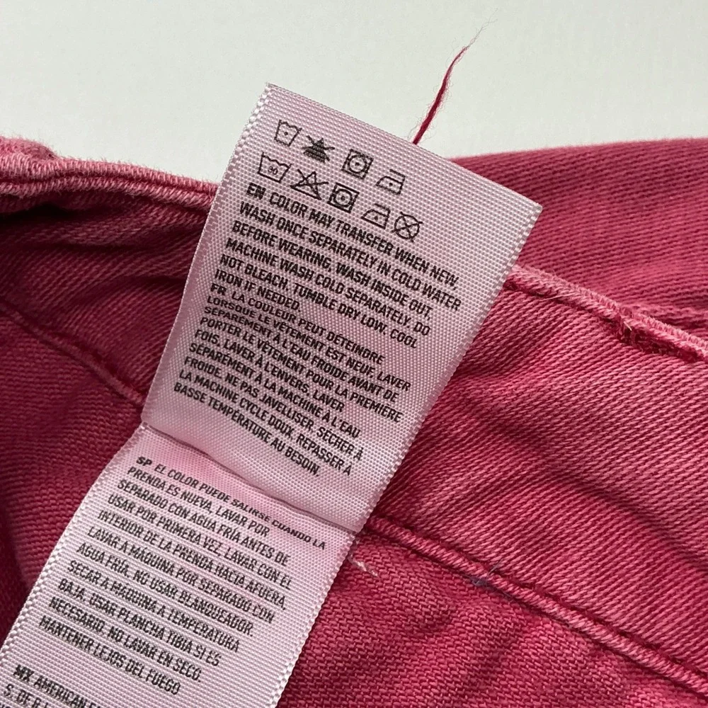 American Eagle Pink Shorts Womens Size 8 Button Fly Raw Hem Patch Pocket 5098